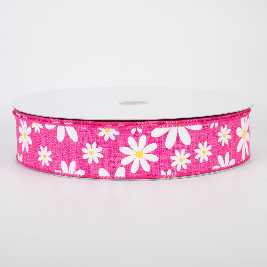 1.5" Daisy Flower Ribbon: Pink (50 Yards)