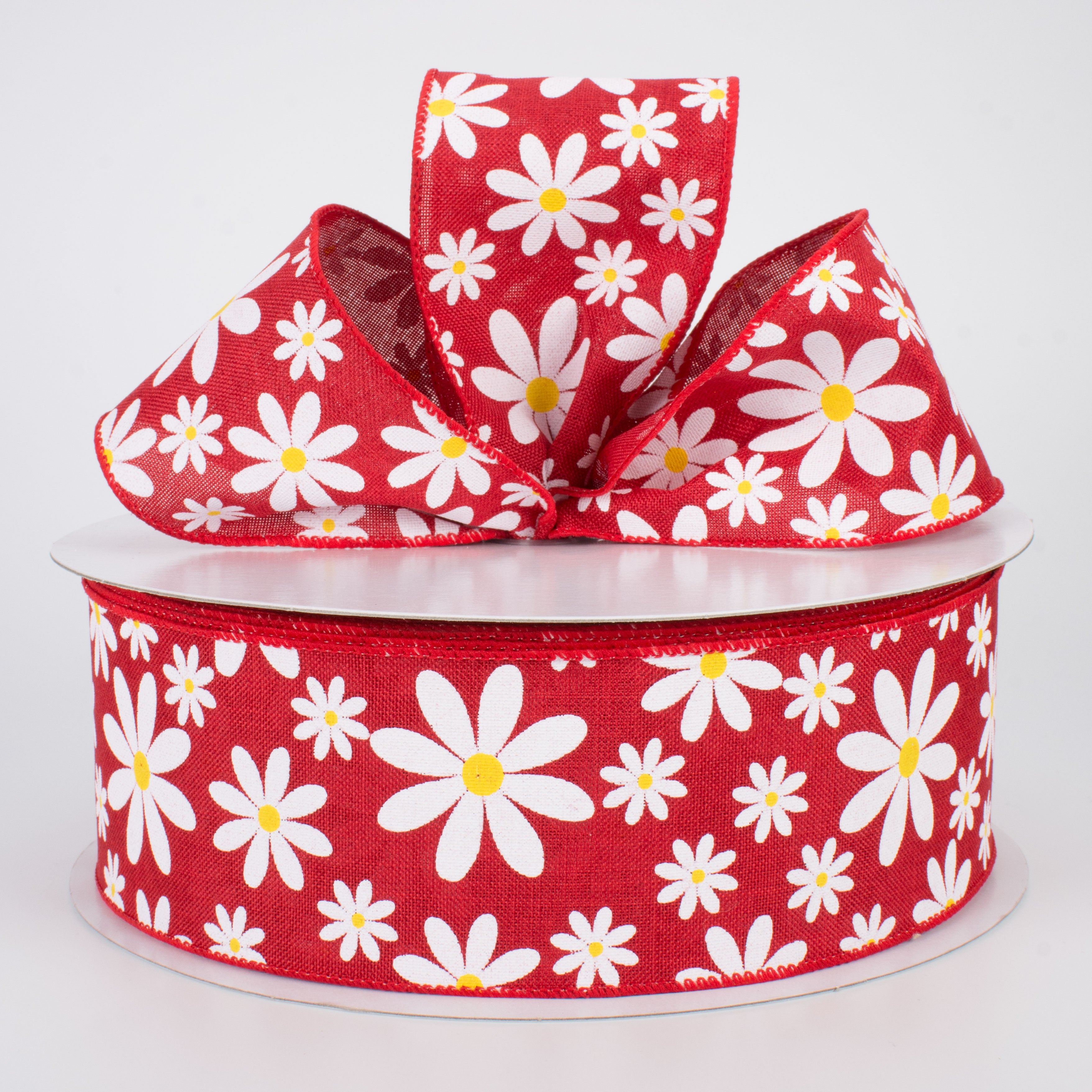 2.5" Daisy Flower Ribbon: Red (50 Yards) Lifestyle Photo