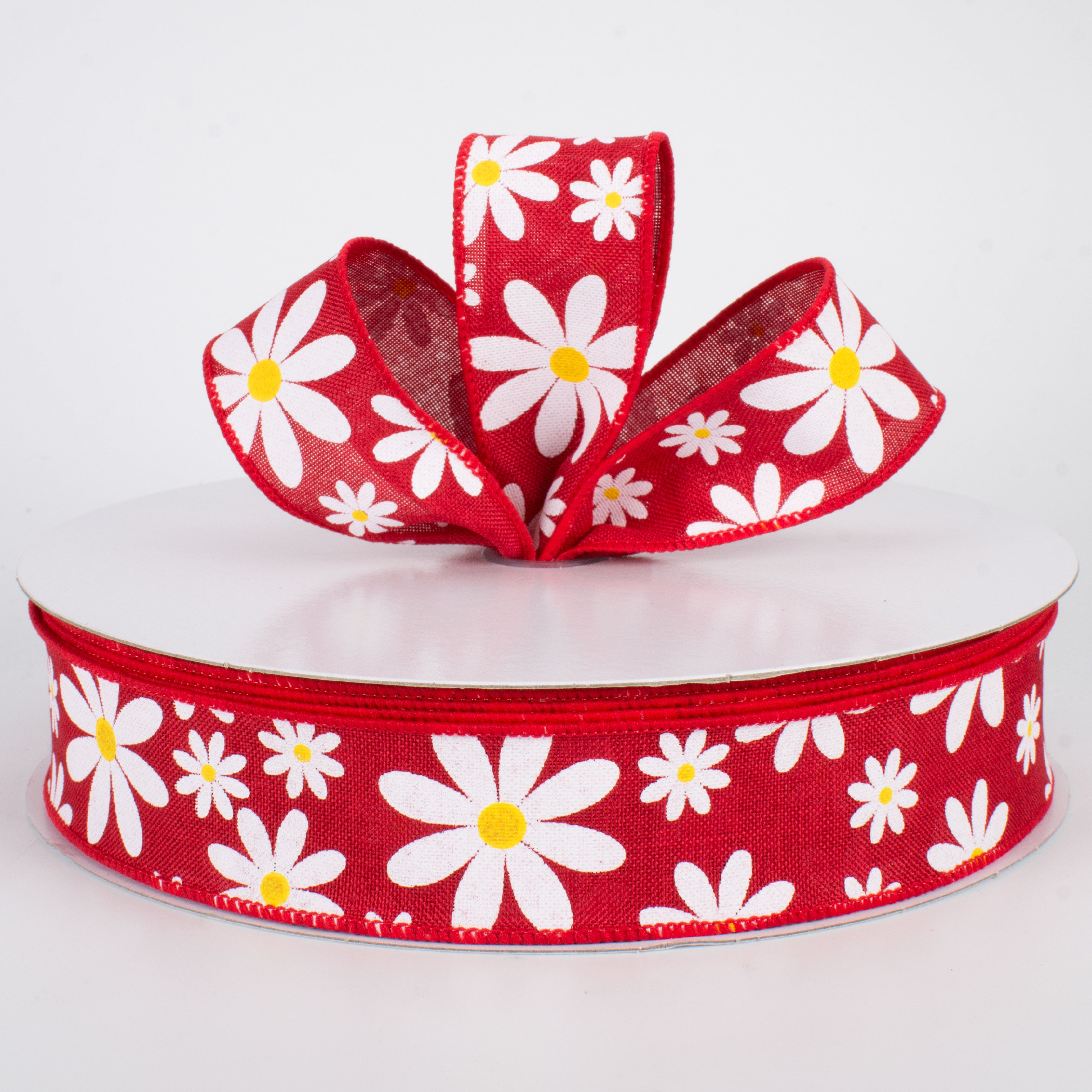 1.5" Daisy Flower Ribbon: Red (50 Yards) Lifestyle Photo
