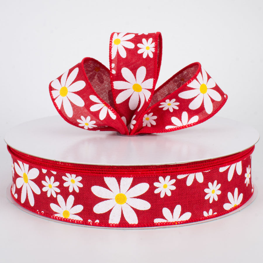 1.5" Daisy Flower Ribbon: Red (50 Yards) Lifestyle Photo