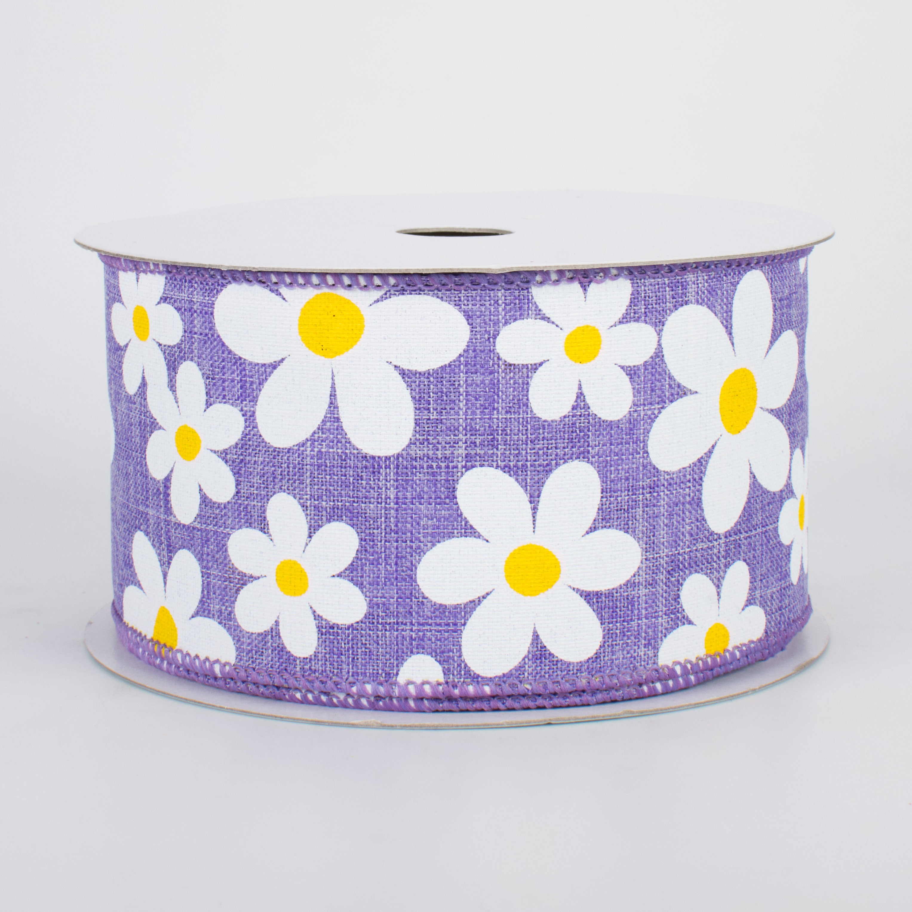 2.5" Daisy Print Ribbon: Lavender (10 Yards)