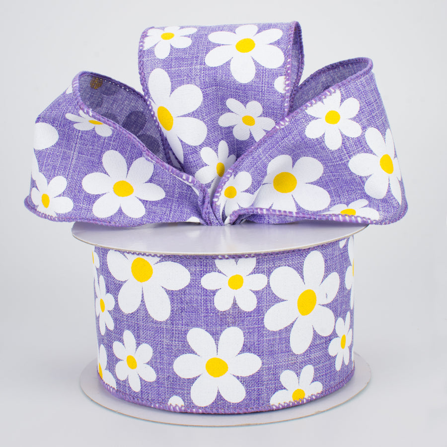 2.5" Daisy Print Ribbon: Lavender (10 Yards) Lifestyle Photo
