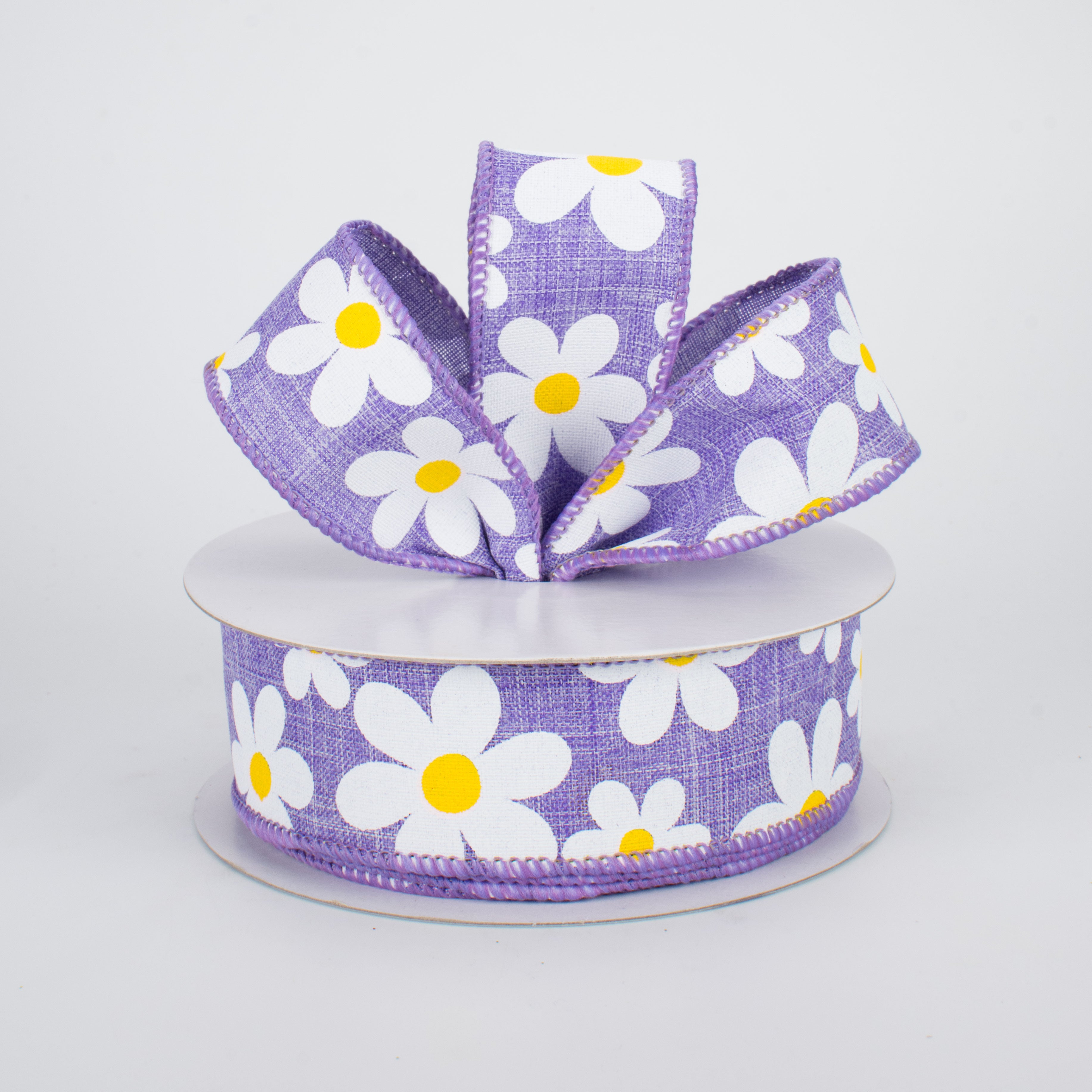 1.5" Daisy Print Ribbon: Lavender (10 Yards) Lifestyle Photo