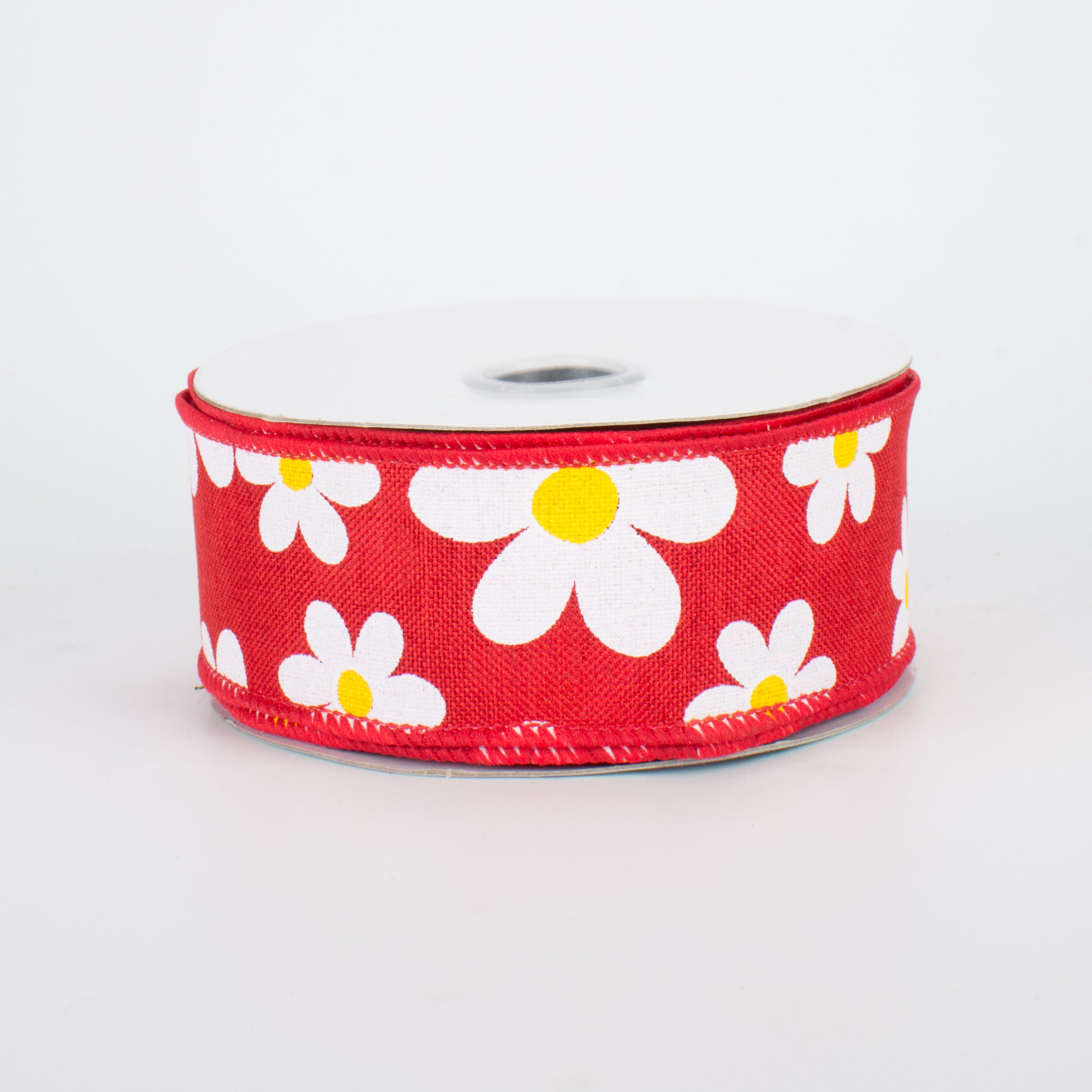 1.5" Daisy Print Ribbon: Red (10 Yards)