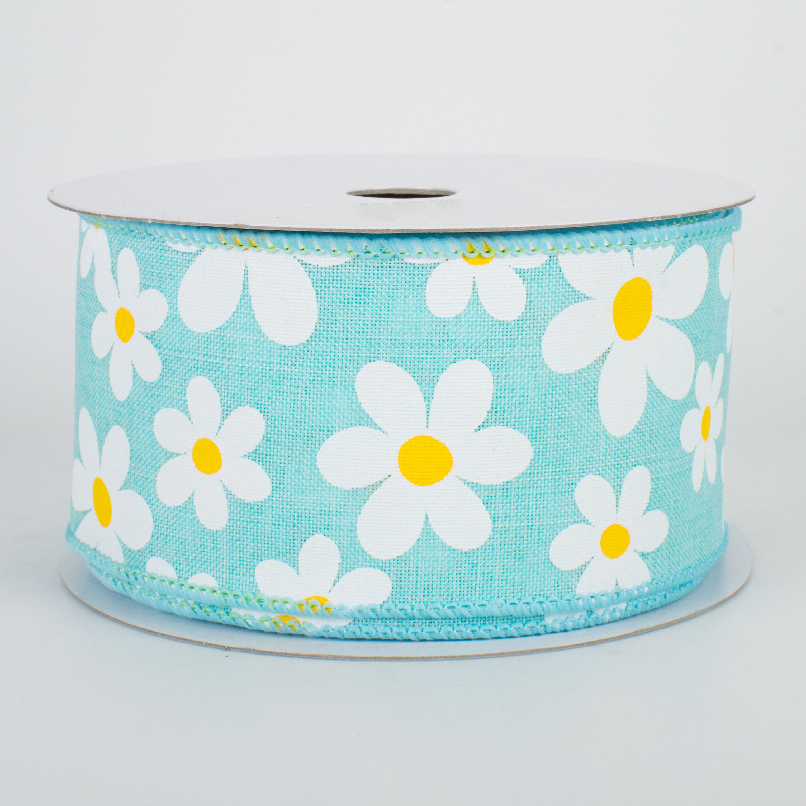 2.5" Daisy Print Ribbon: Robins Egg Blue (10 Yards)