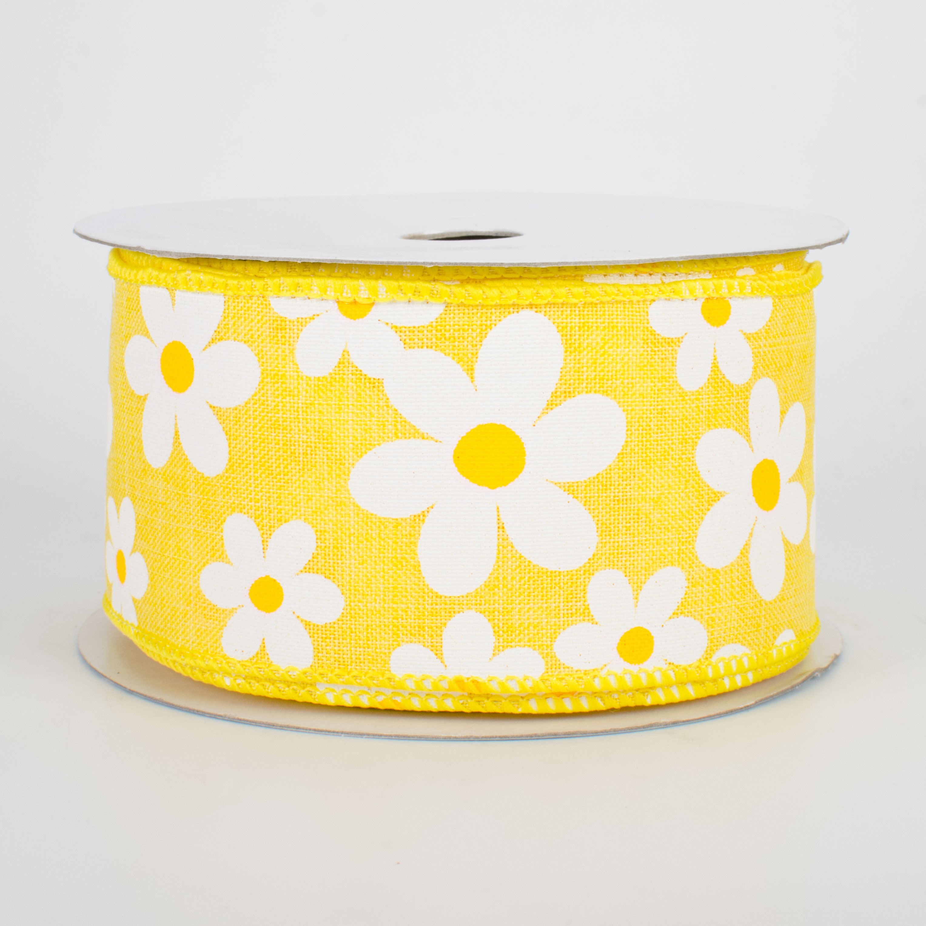2.5" Daisy Print Ribbon: Yellow (10 Yards)