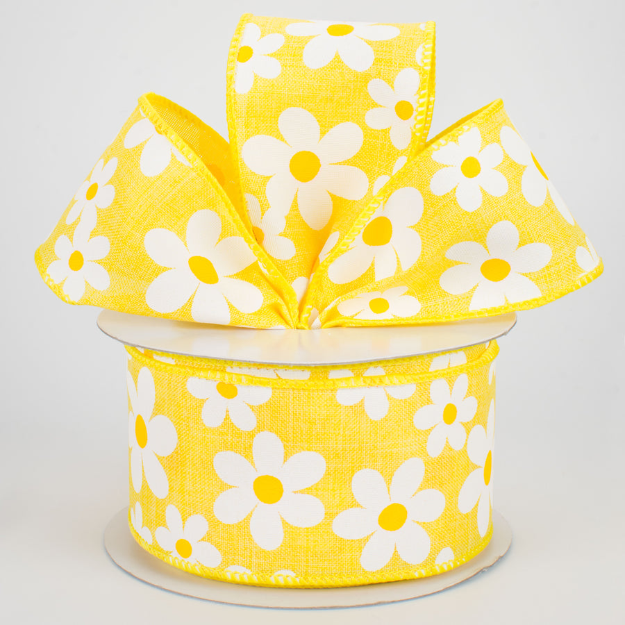 2.5" Daisy Print Ribbon: Yellow (10 Yards) Lifestyle Photo