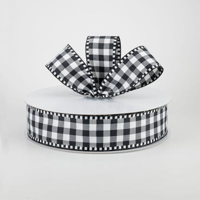 1.5" Dashed Edge Check Plaid Ribbon: Black & White (50 Yards) Lifestyle Photo