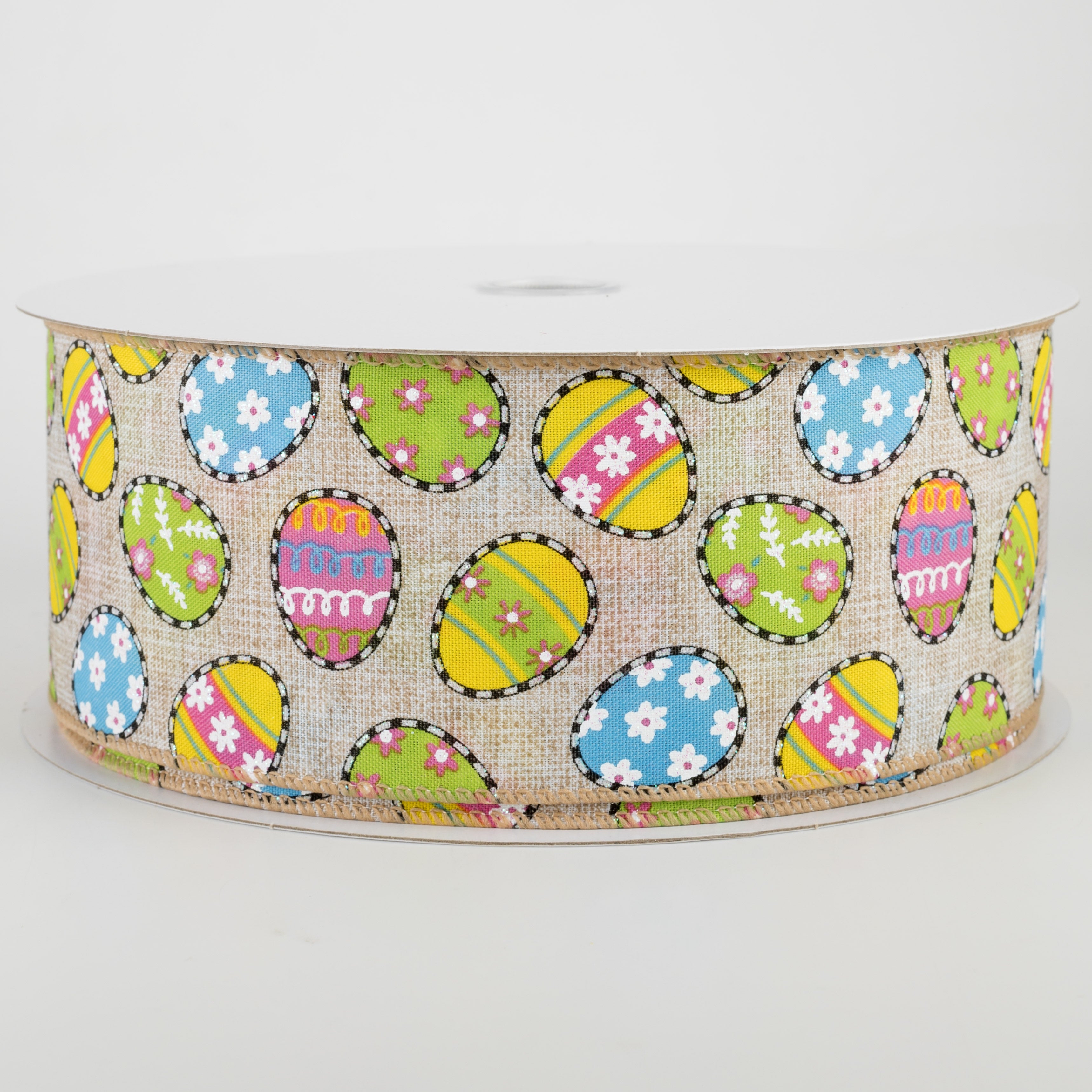 2.5" Dashed Edge Easter Egg Ribbon: Natural (50 Yards) Item Number: 831-40-105