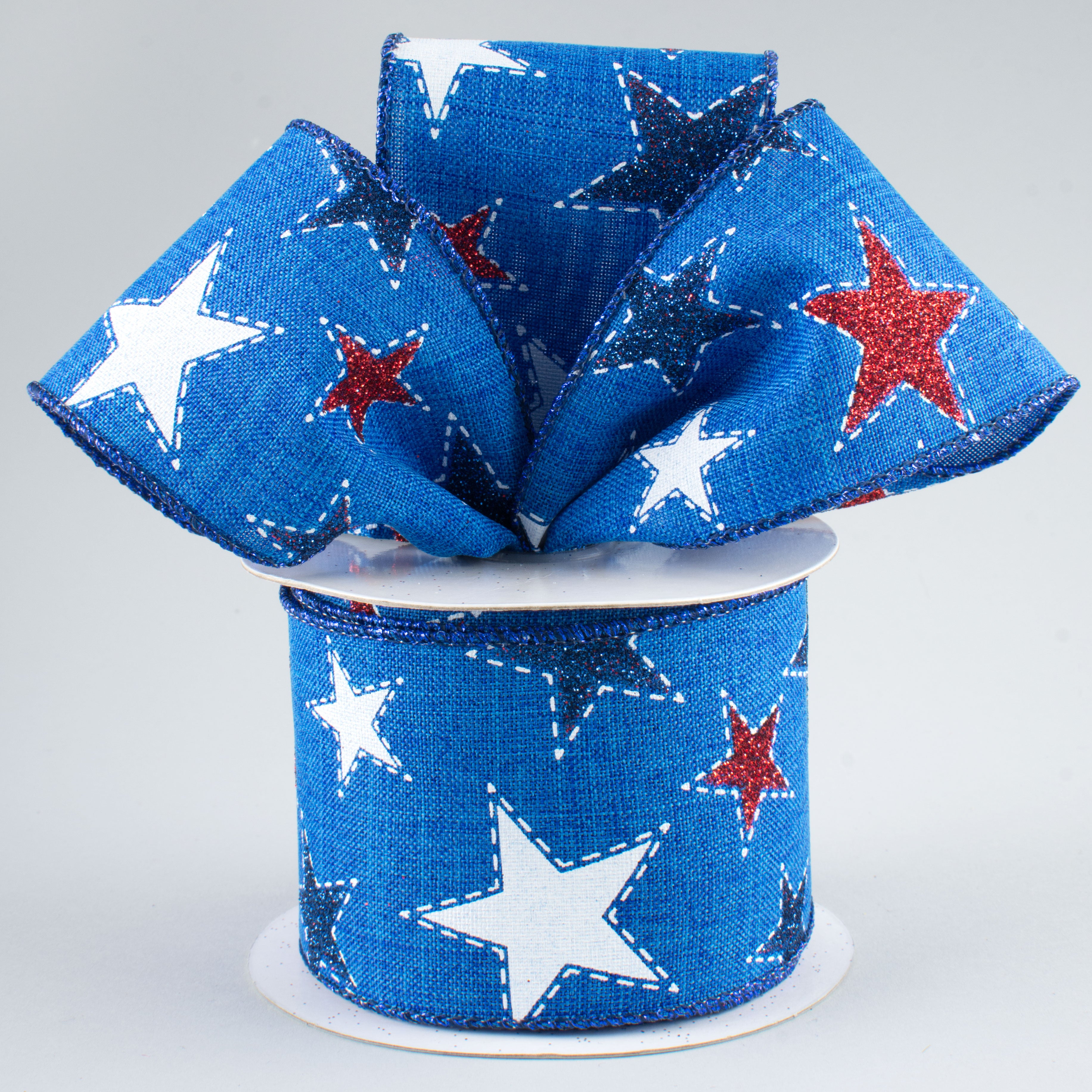 2.5" Dashed Glitter Star Ribbon: Royal Blue (10 Yards) Lifestyle Photo