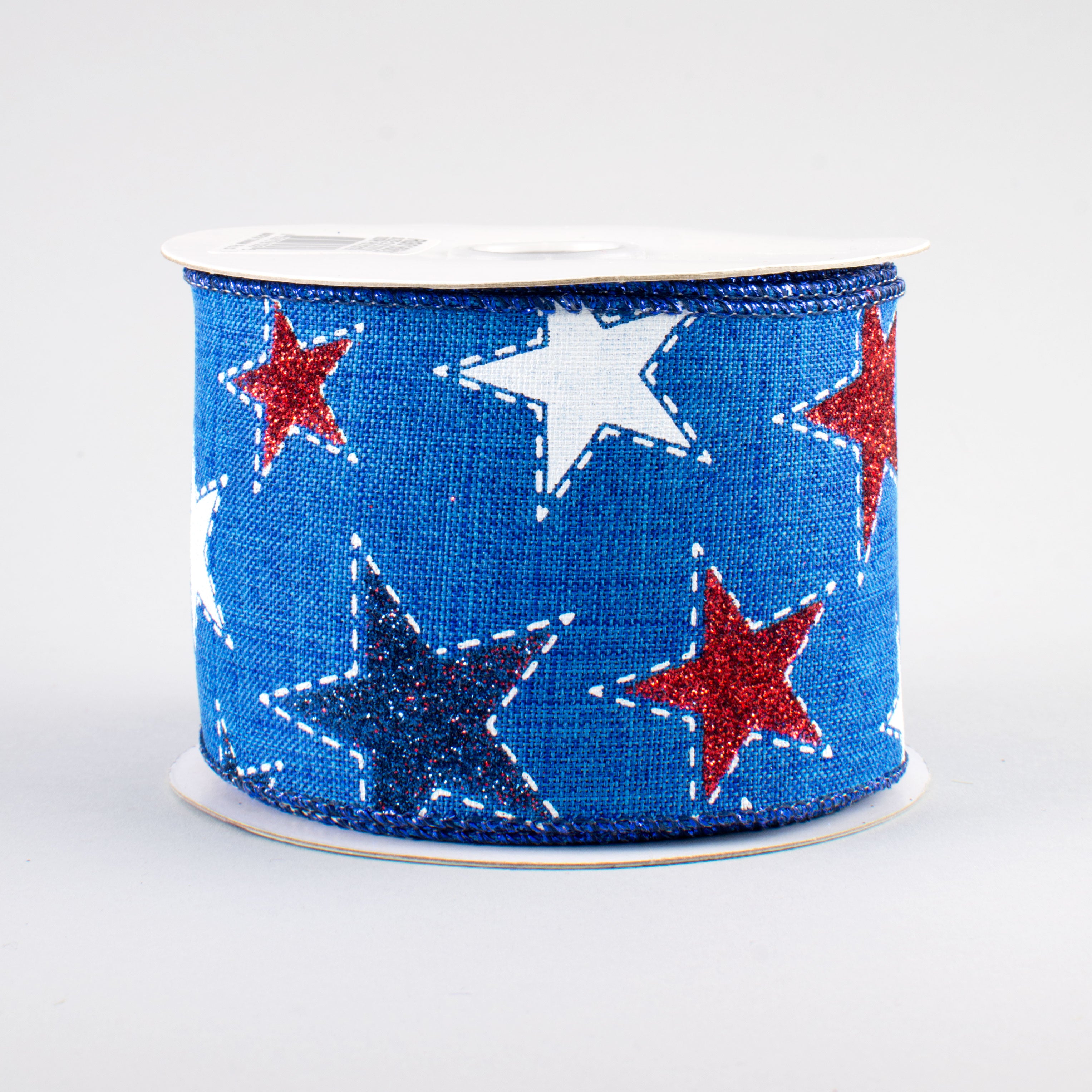 2.5" Dashed Glitter Star Ribbon: Royal Blue (10 Yards)