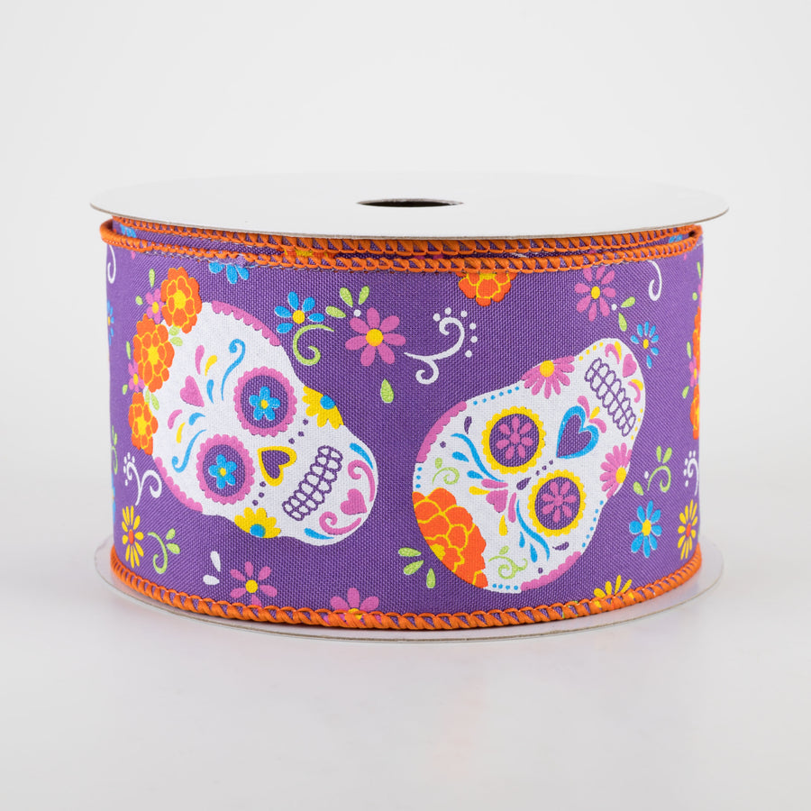 2.5" Day of the Dead Ribbon: Purple (10 Yards)