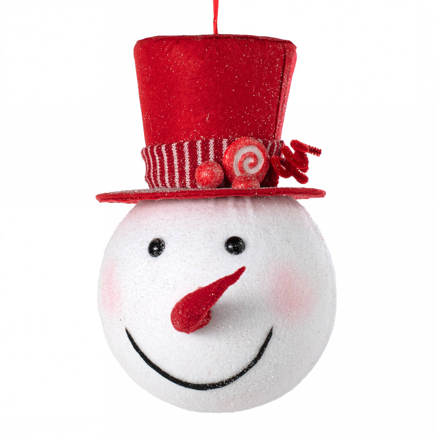 11" Peppermint Snowman Head Ornament