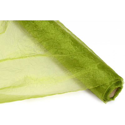 24" Crinkle Sheer Fabric Roll: Moss Green (10 Yards)