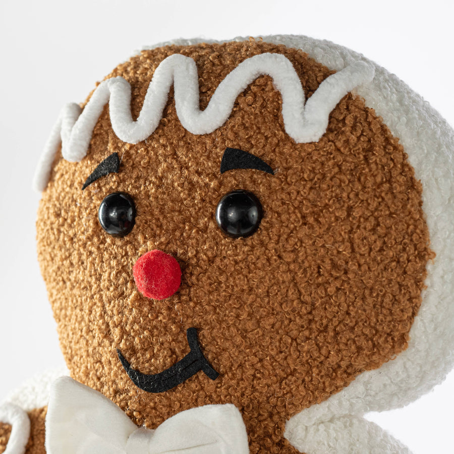 Plush Bow-Tie Gingerbread Man Accent