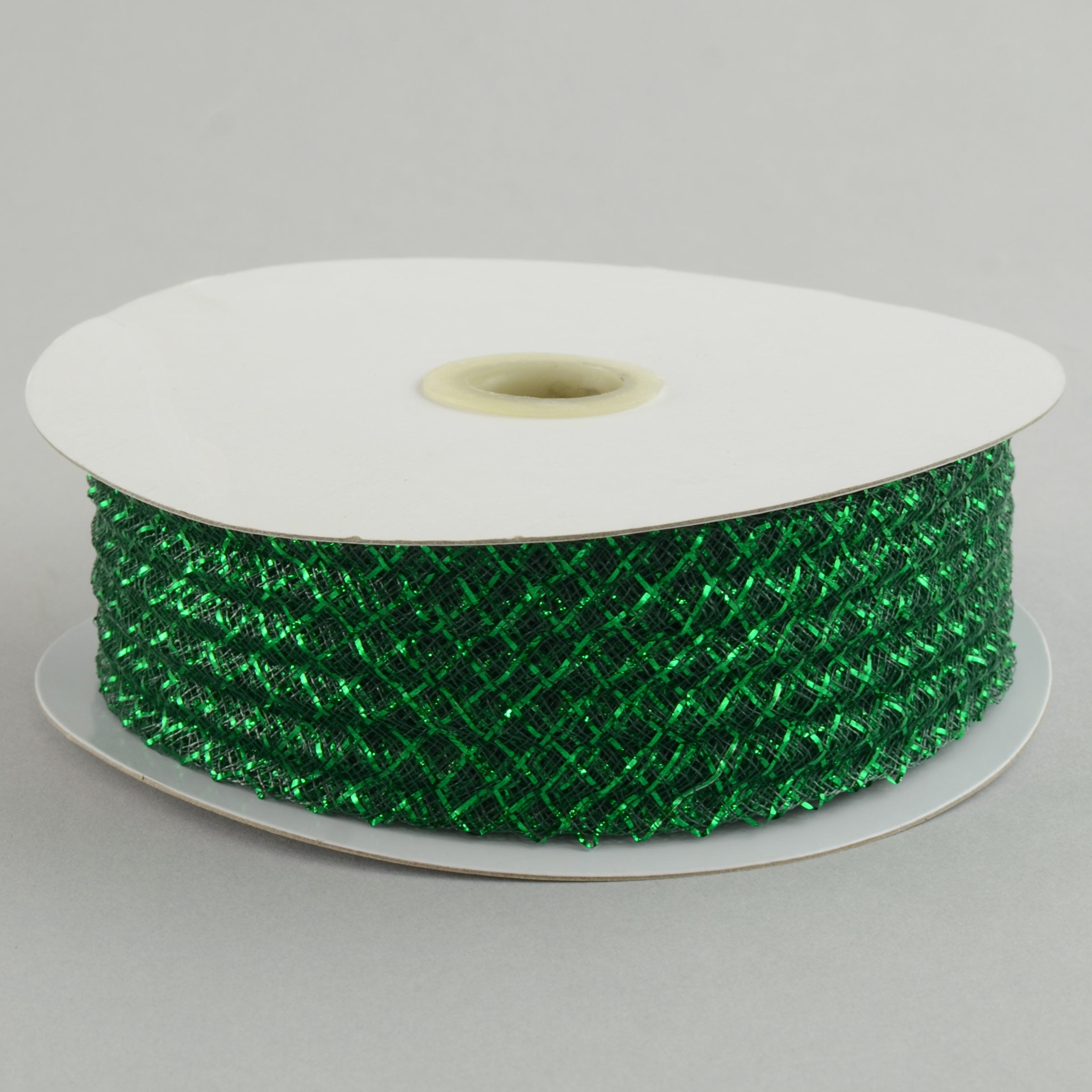 1.5" Deco Flex Mesh Ribbon: Metallic Emerald Green (30 Yards)