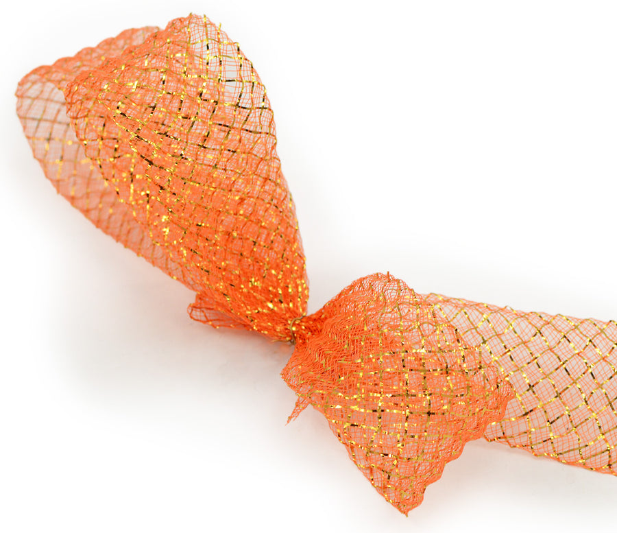 1.5" Deco Flex Mesh Ribbon: Metallic Orange (30 Yards) detail photo 3