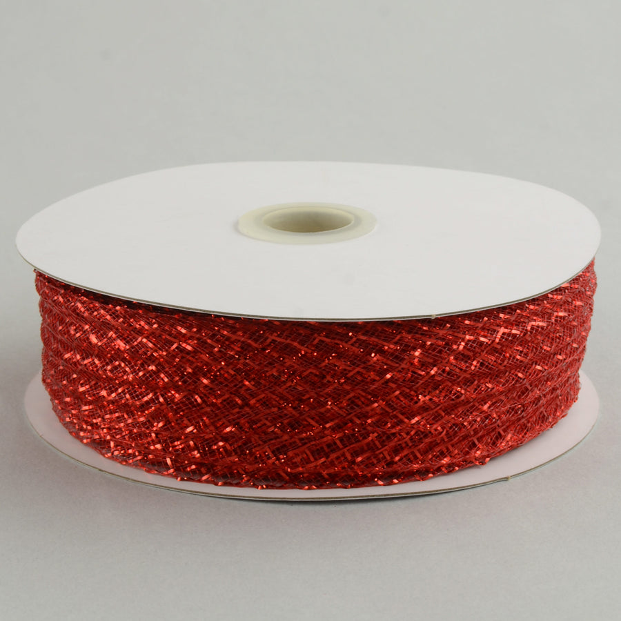 1.5" Deco Flex Mesh Ribbon: Metallic Red (30 Yards) Item Number: RS400336
