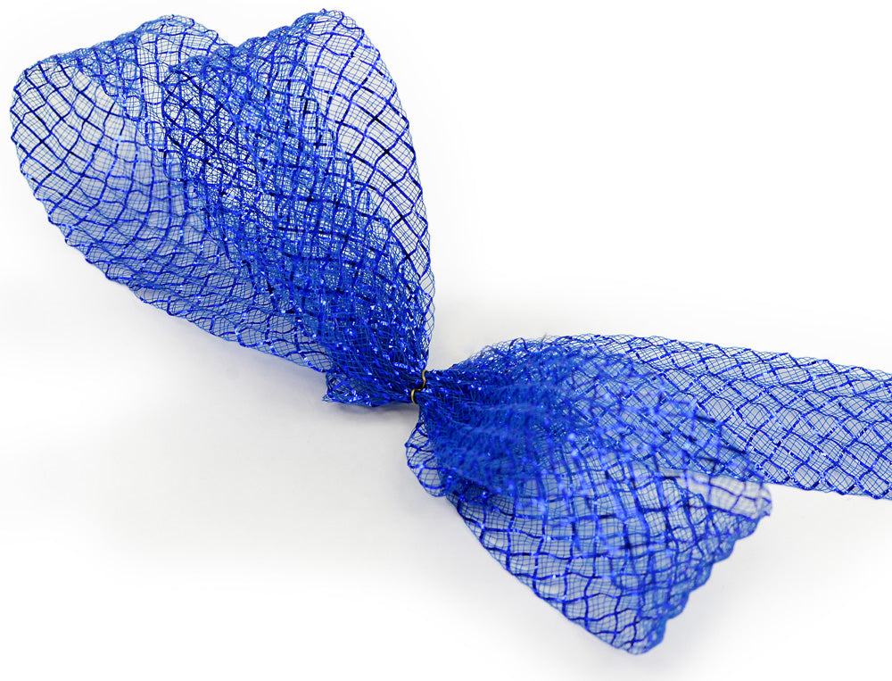 1.5" Deco Flex Mesh Ribbon: Metallic Royal Blue (30 Yards) detail photo 3