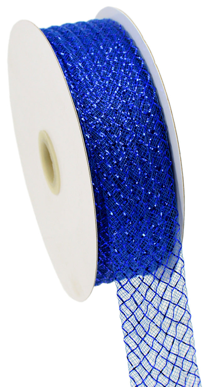 1.5" Deco Flex Mesh Ribbon: Metallic Royal Blue (30 Yards) detail photo 4