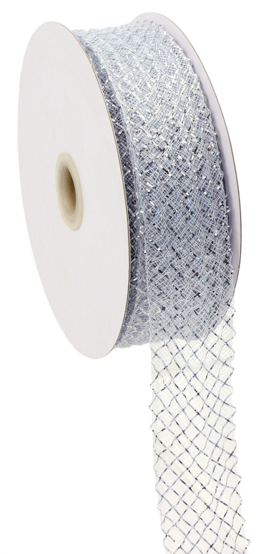 1.5" Deco Flex Mesh Ribbon: Metallic White (30 Yards) detail photo 4