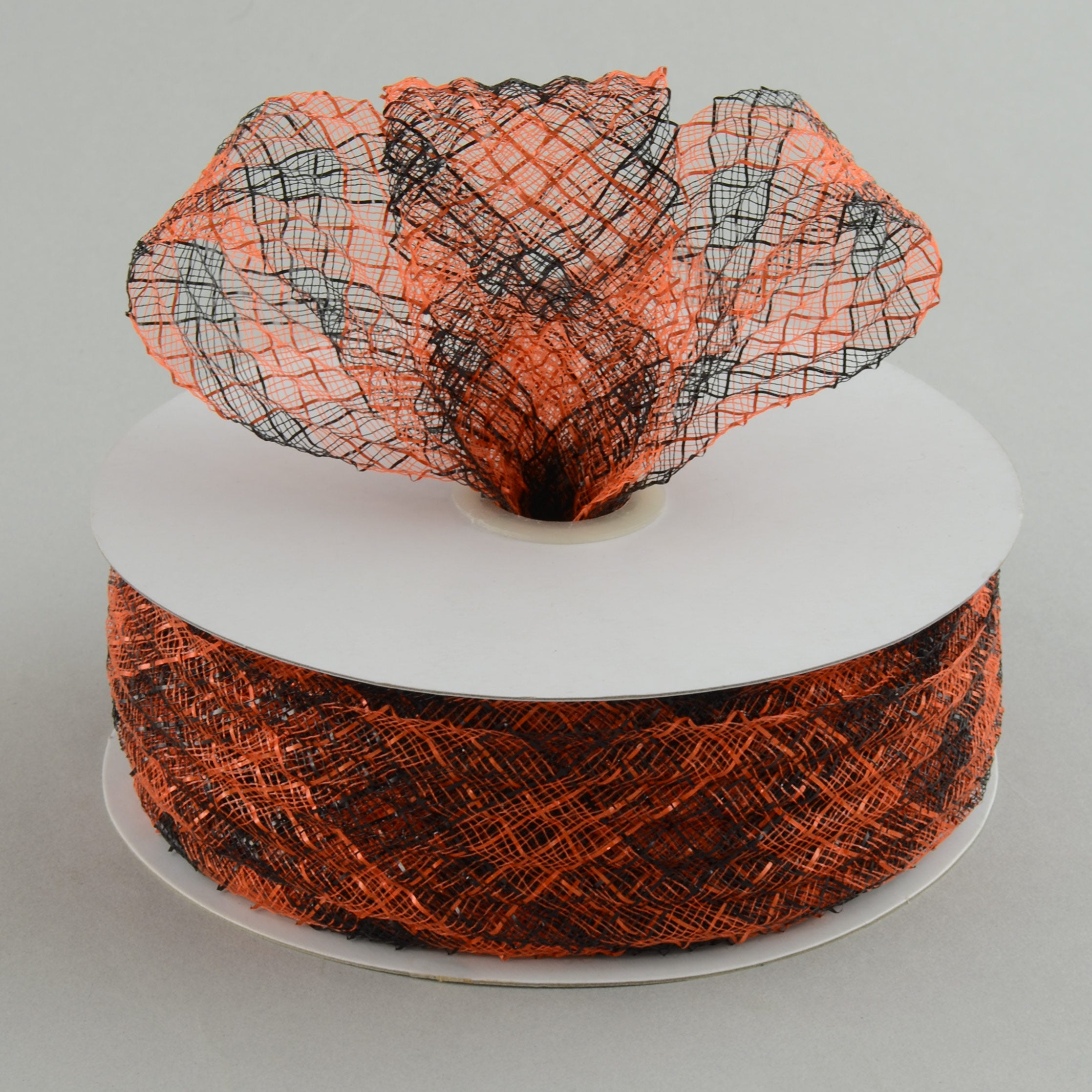 1.5" Deco Flex Mesh Ribbon: Orange/Black Plaid (30 Yards) Lifestyle Photo