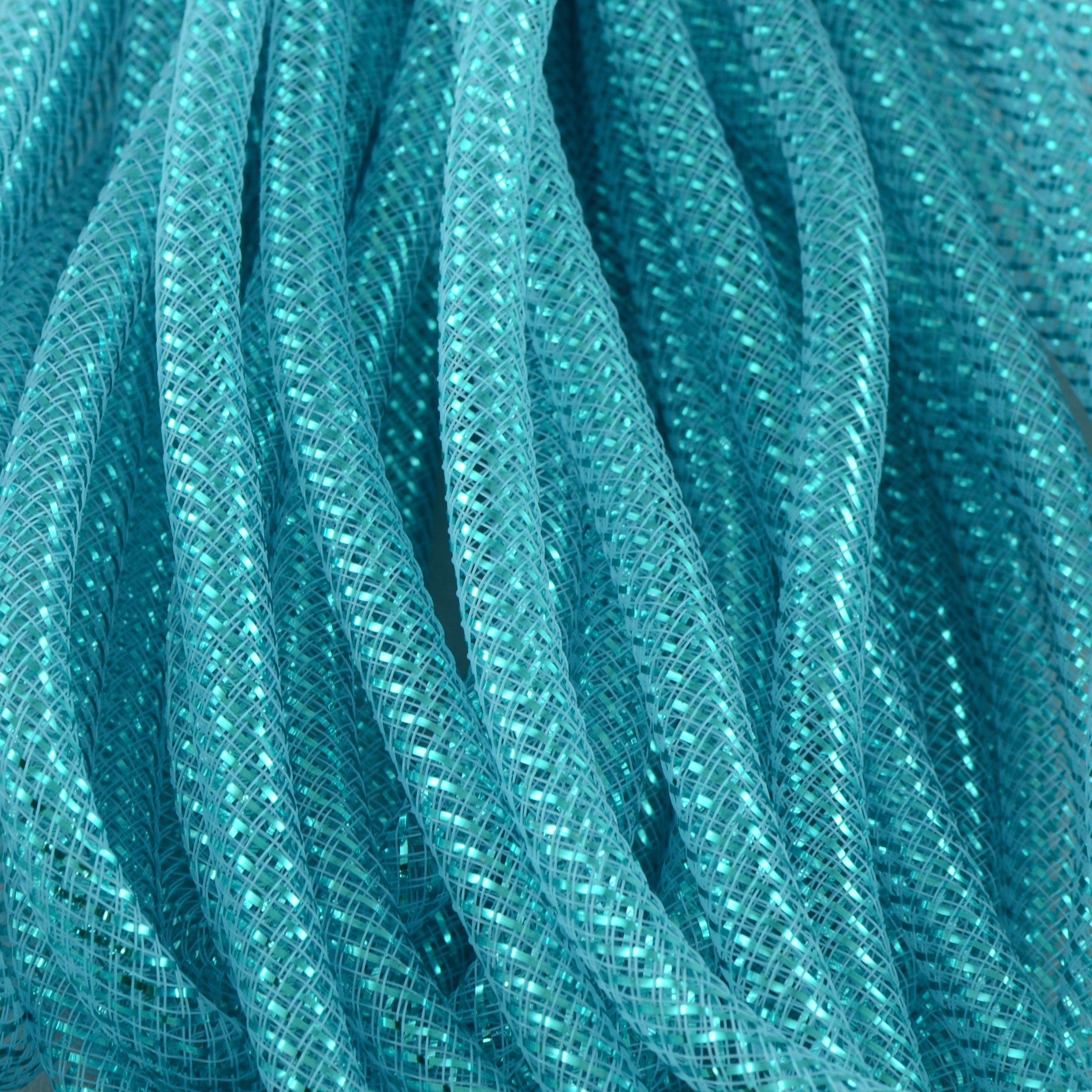 Deco Flex Tubing Ribbon: Metallic Turquoise (30 Yards) Lifestyle Photo