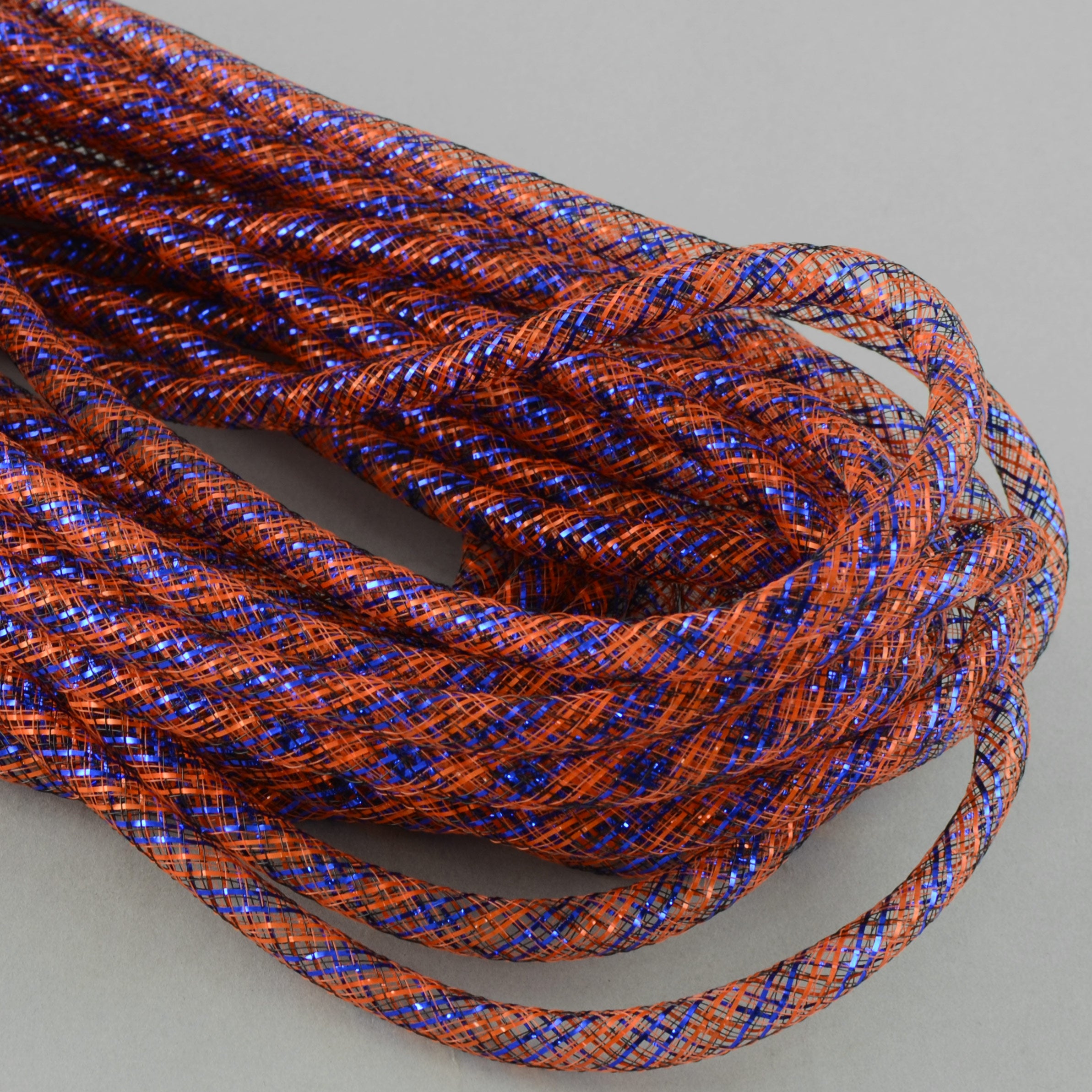 Deco Flex Tubing Ribbon: Striped Orange/Navy (30 Yards) Item Number: RE3025M3