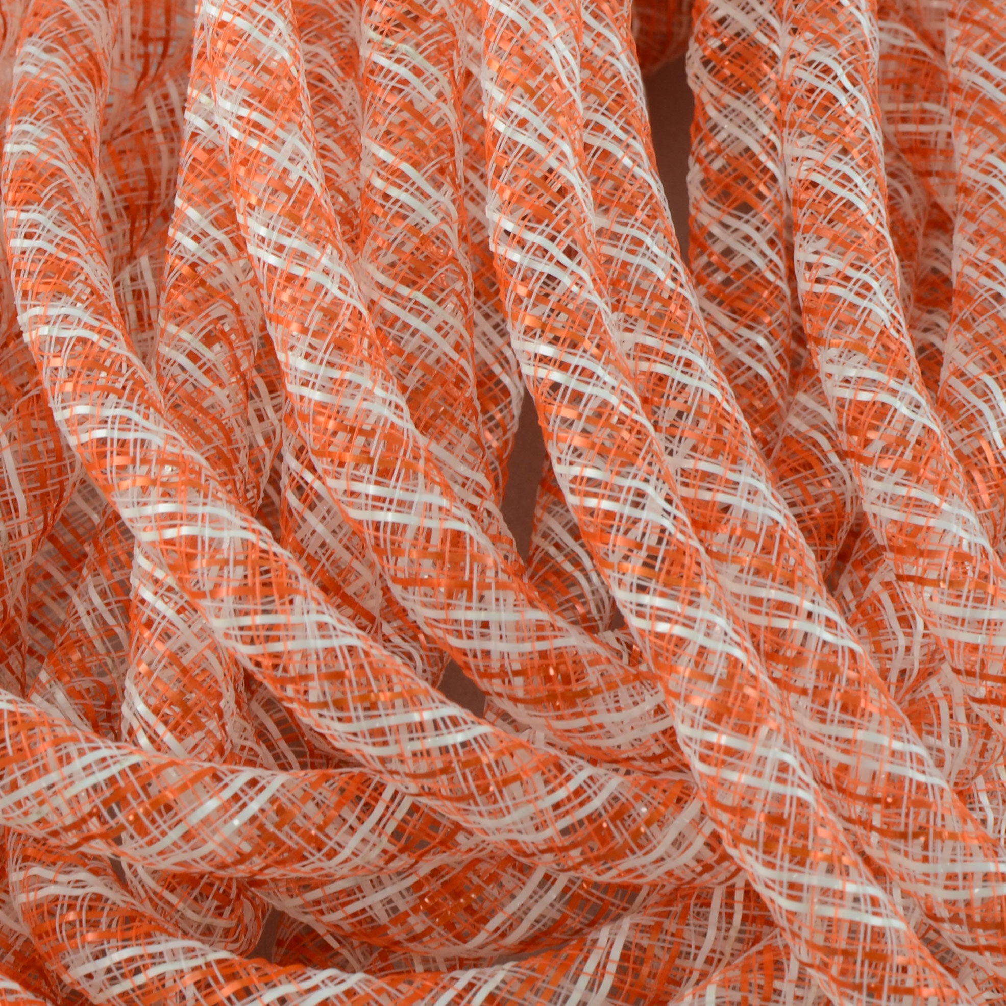 Deco Flex Tubing Ribbon: Striped Orange/White (30 Yards) Lifestyle Photo
