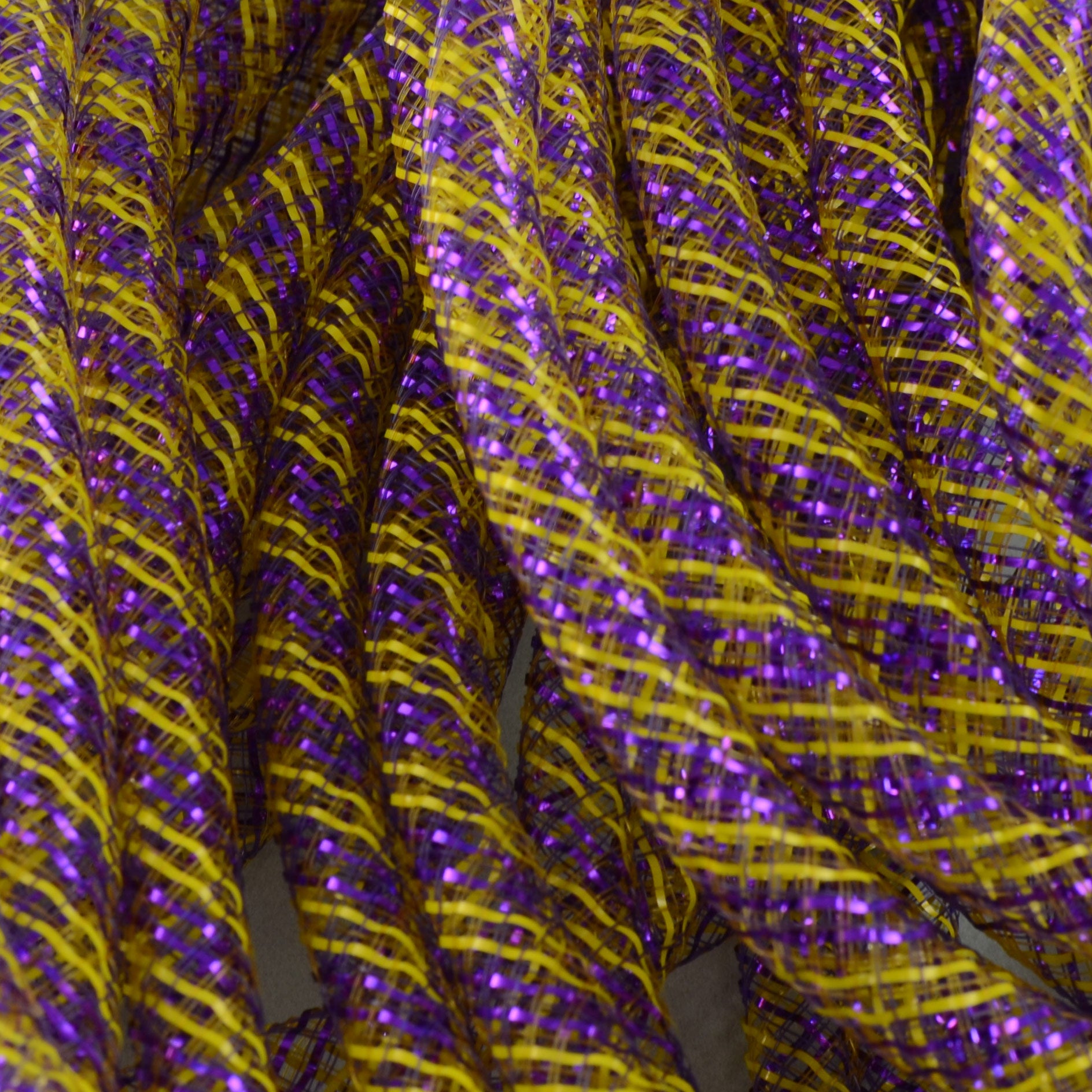 Deco Flex Tubing Ribbon: Striped Purple/Gold (30 Yards) Lifestyle Photo