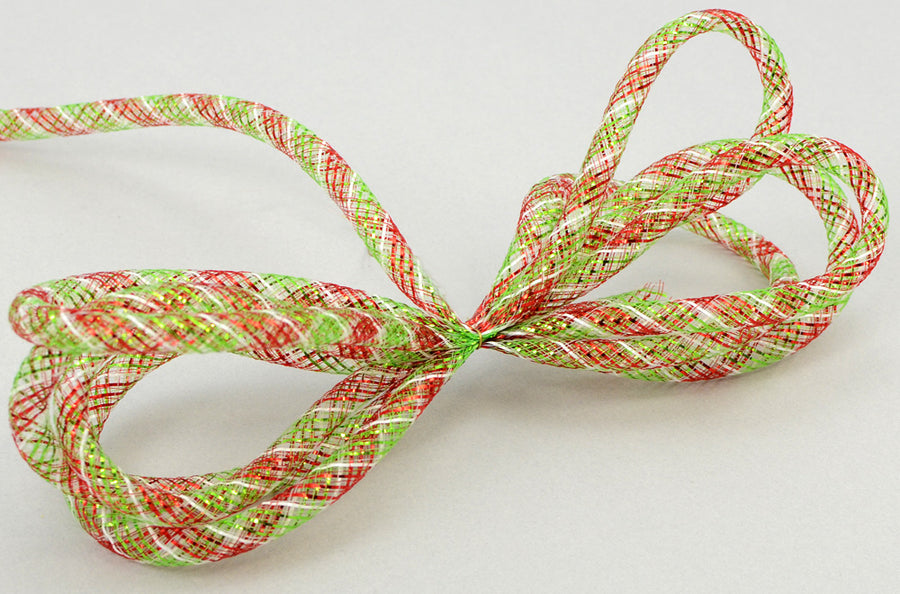 Deco Flex Tubing Ribbon: Striped Red/Lime/White (30 Yards) detail photo 3