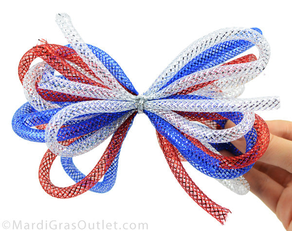 Deco Flex Tubing Ribbon: White w/ Silver (30 Yards) detail photo 3