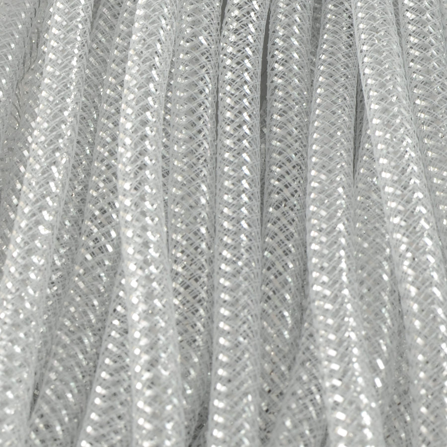 Deco Flex Tubing Ribbon: White w/ Silver (30 Yards) Lifestyle Photo