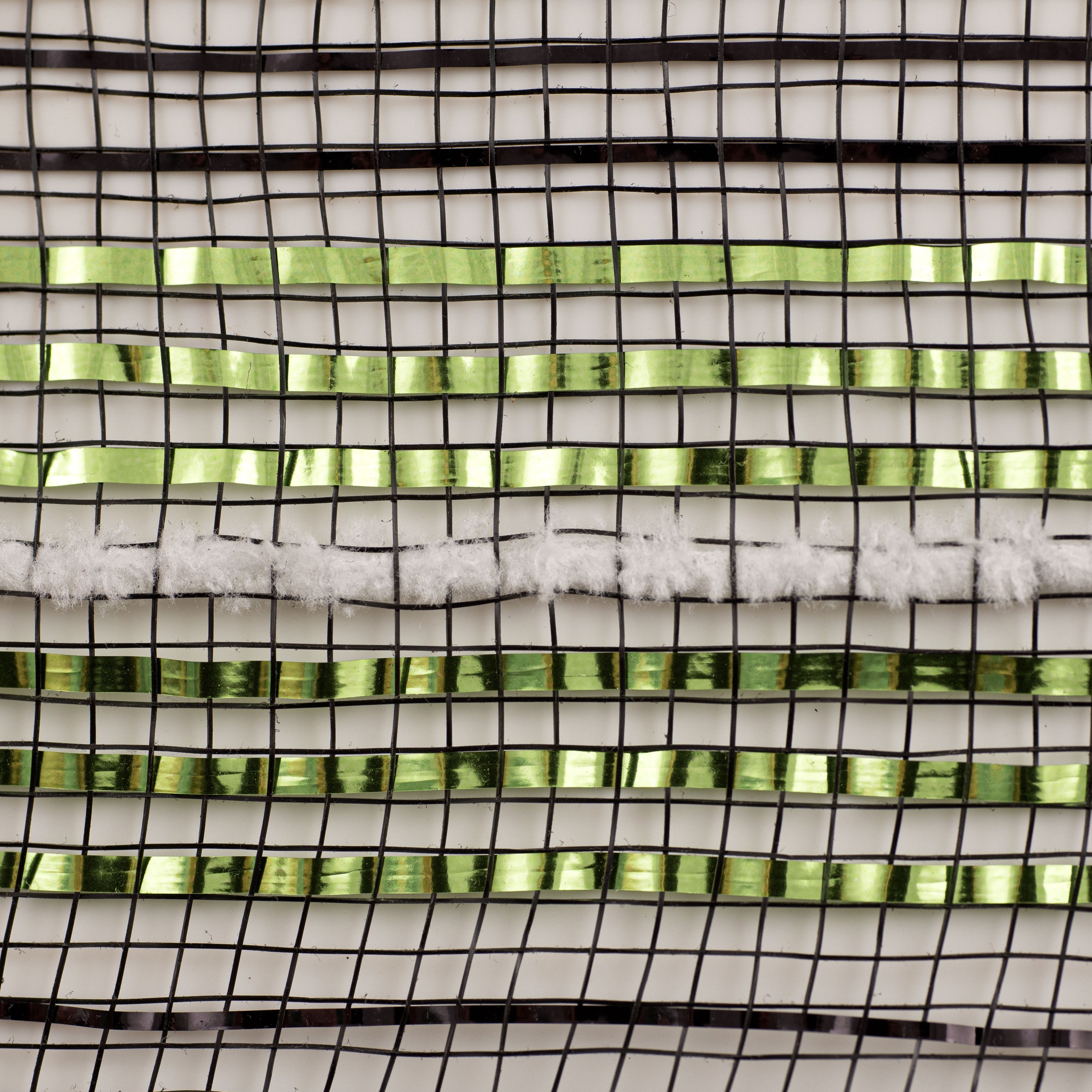 10" Deco Mesh: Wide Metallic Halloween Stripes With White Fuzz detail photo 3