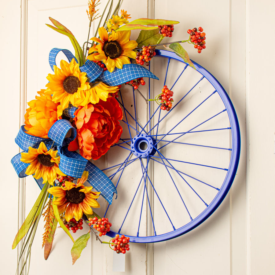 16" Decorative Bicycle Rim: Blue Lifestyle Photo