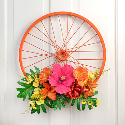 16" Decorative Bicycle Rim: Orange Lifestyle Photo
