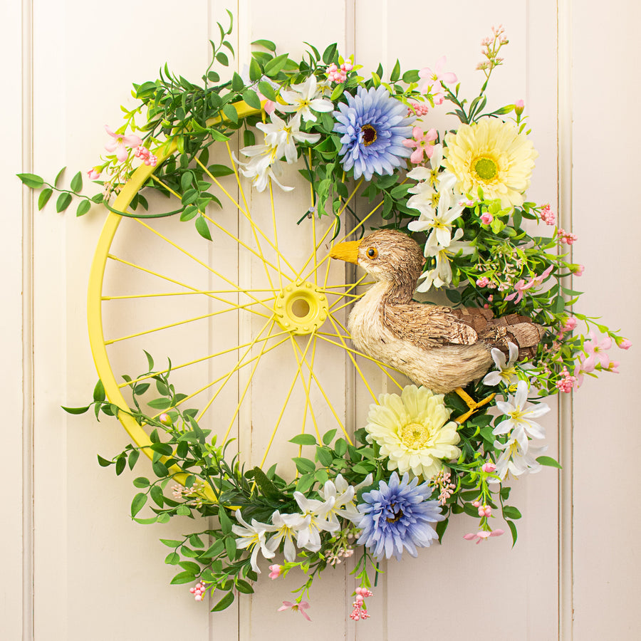 16" Decorative Bicycle Rim: Yellow Lifestyle Photo