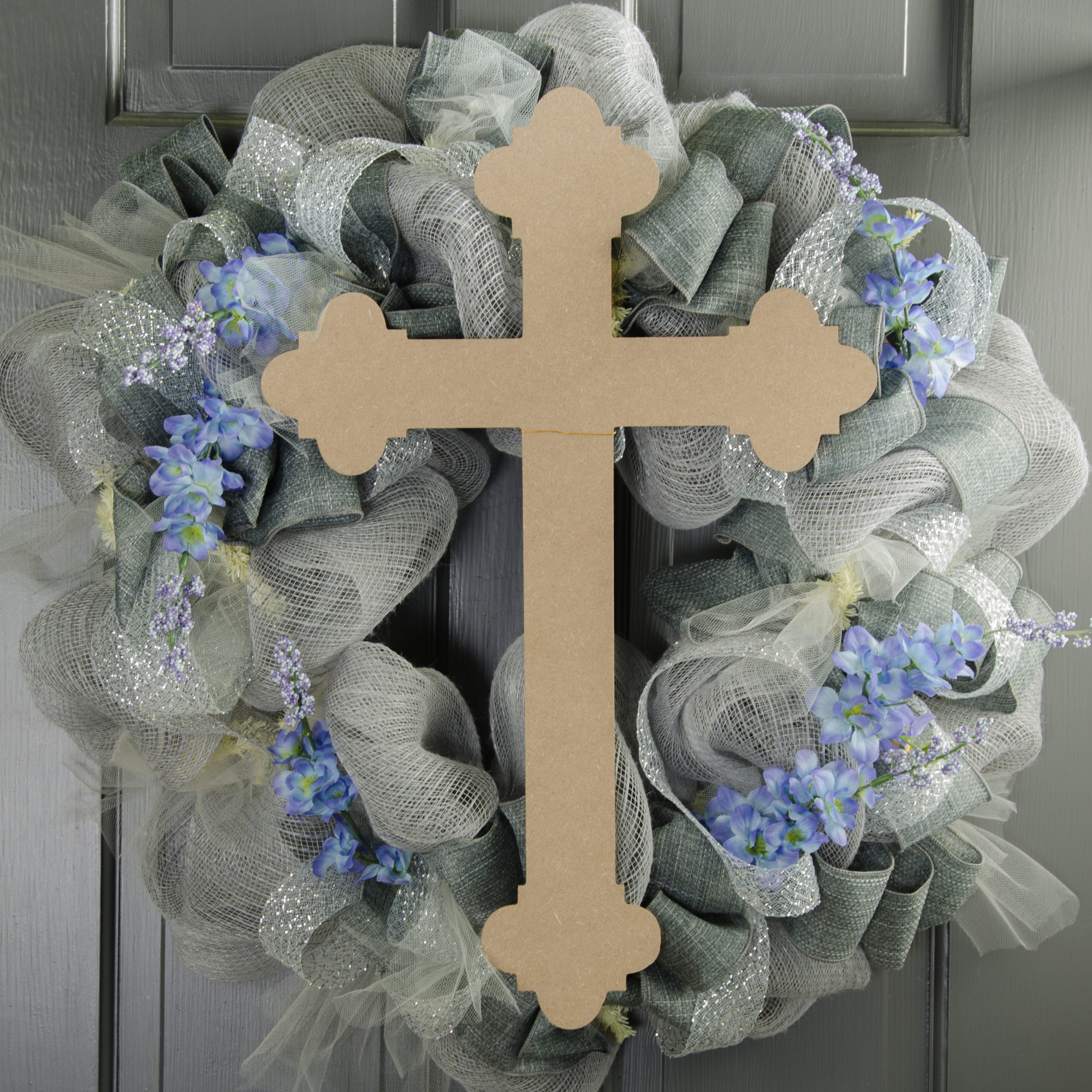 20" Decorative Quatrefoil Wooden Cross: Natural Lifestyle Photo