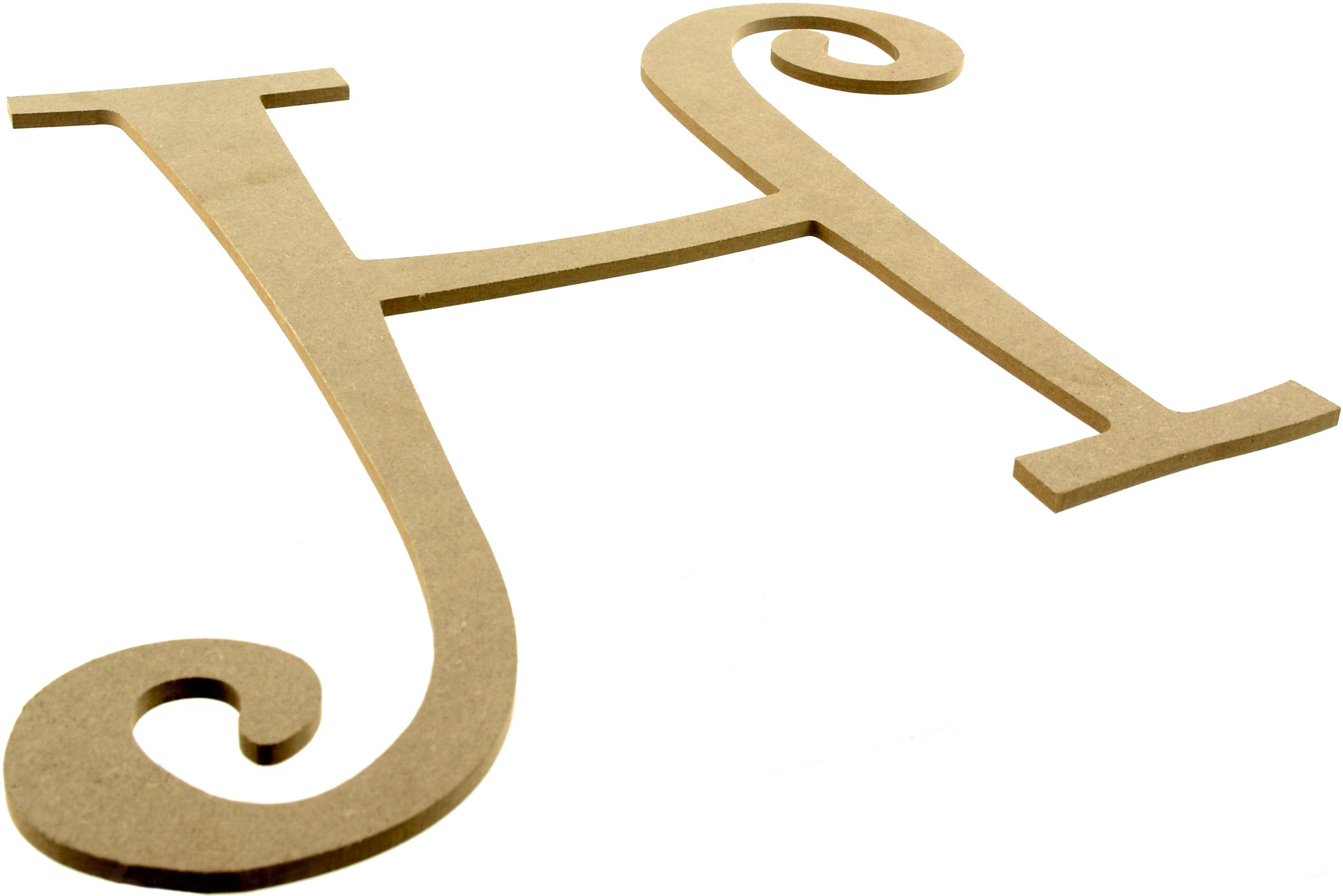 14" Decorative Wooden Curly Letter: H Lifestyle Photo