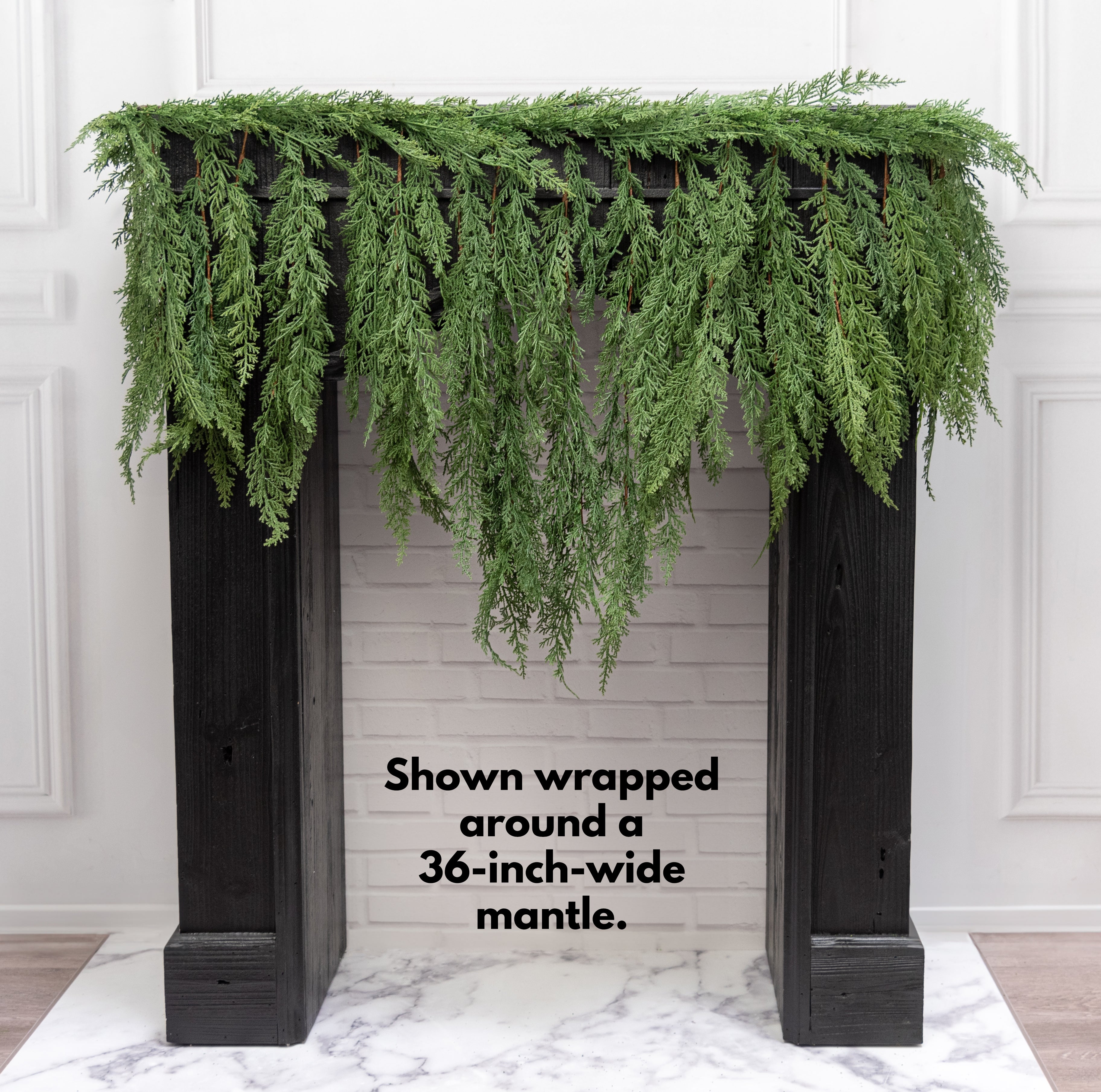 6' Deluxe Faux Cedar Arborvitae Mantle Garland Lifestyle Photo