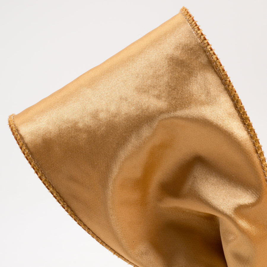 4" Deluxe Velvet Satin Backing Ribbon: Antique Gold (10 Yards) detail photo 3