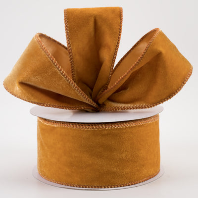 2.5" Deluxe Velvet Satin Backing Ribbon: Antique Gold (10 Yards) Lifestyle Photo