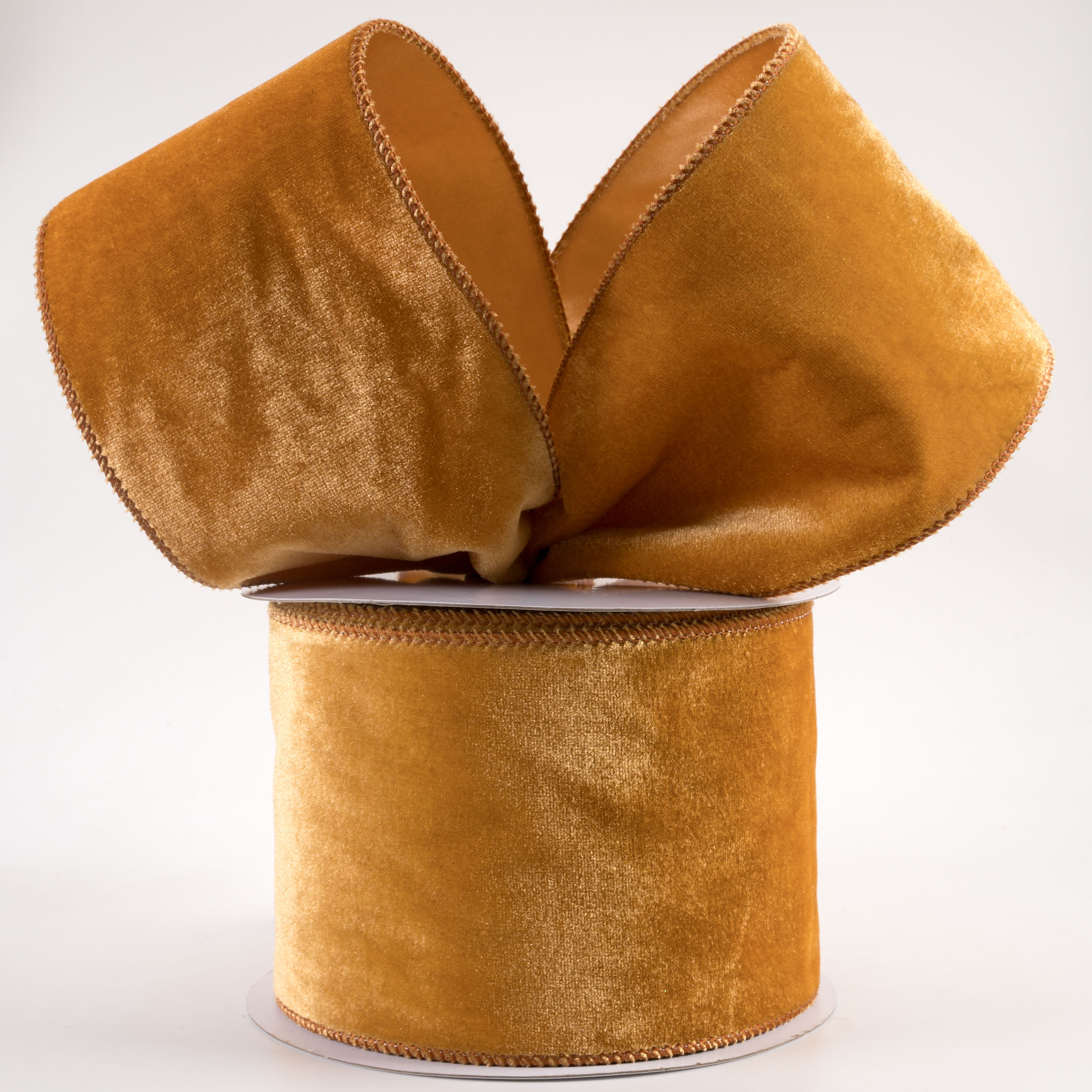4" Deluxe Velvet Satin Backing Ribbon: Antique Gold (10 Yards) Lifestyle Photo
