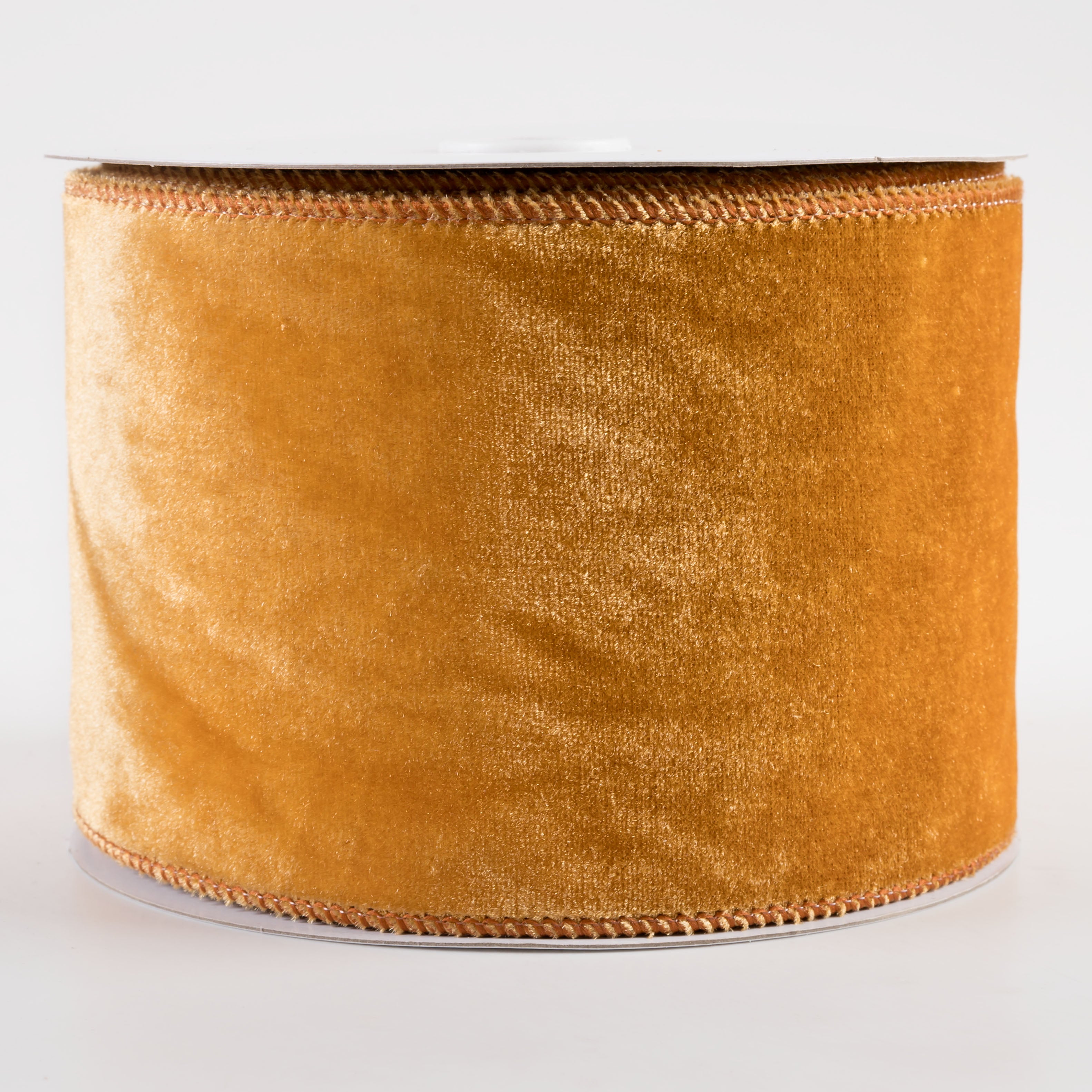 4" Deluxe Velvet Satin Backing Ribbon: Antique Gold (10 Yards)