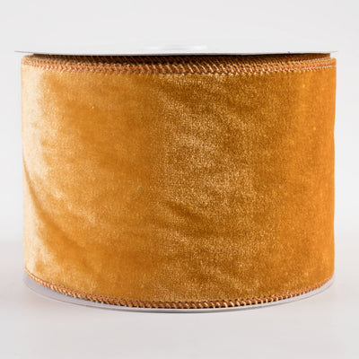 4" Deluxe Velvet Satin Backing Ribbon: Antique Gold (10 Yards)