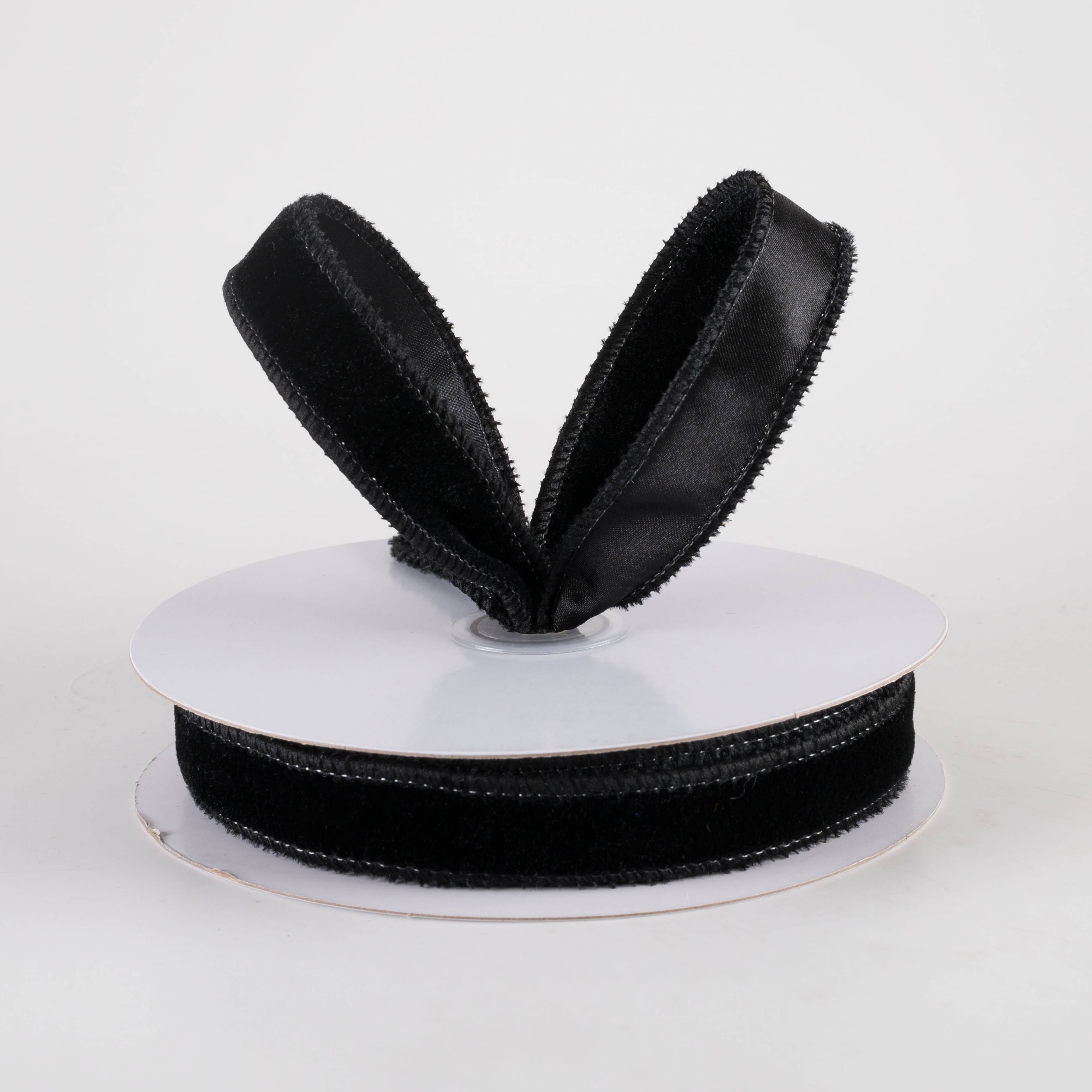 7/8" Deluxe Velvet Satin Backing Ribbon: Black (10 Yards) Lifestyle Photo