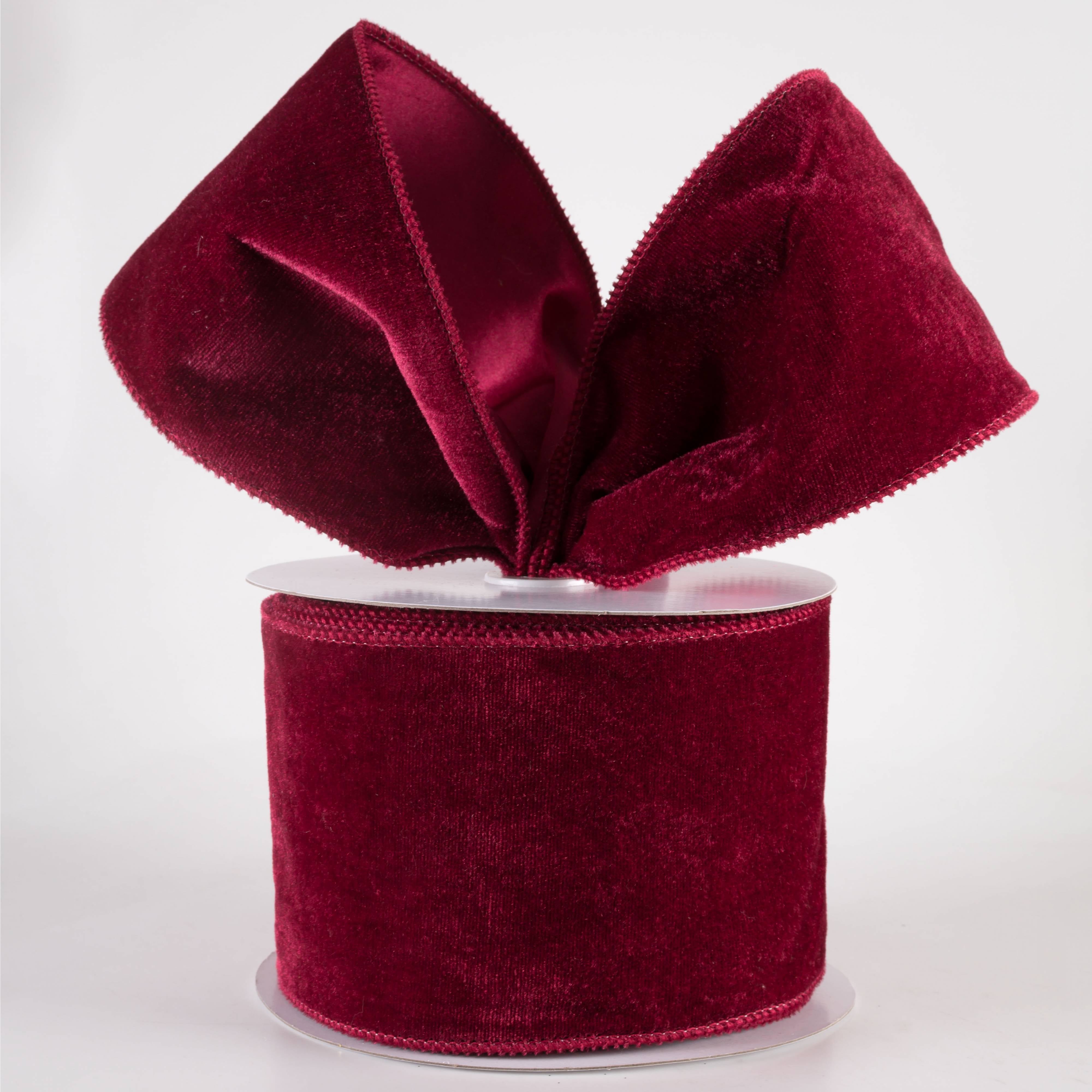 4" Deluxe Velvet Satin Backing Ribbon: Burgundy Red (10 Yards) Lifestyle Photo