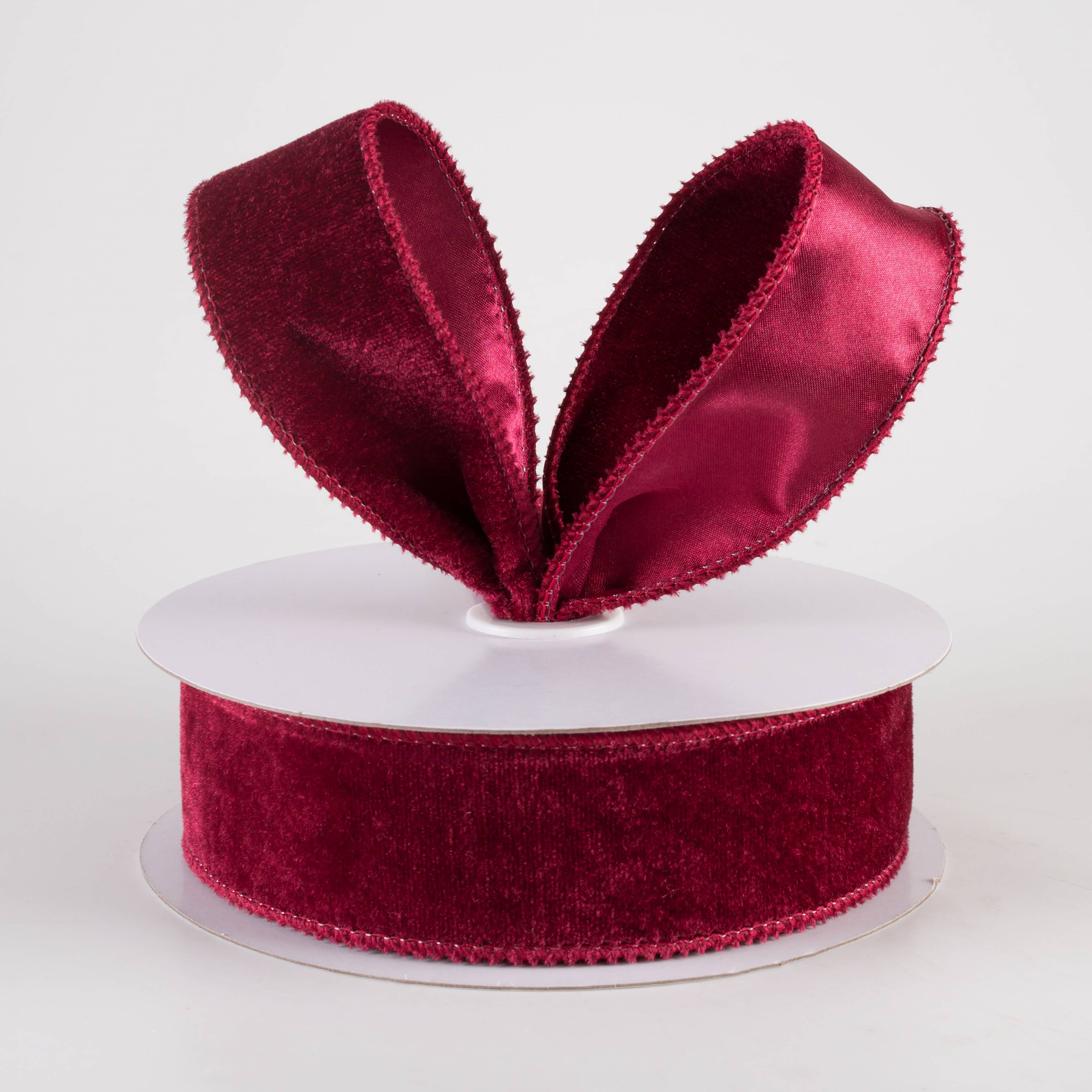 1.5" Deluxe Velvet Satin Backing Ribbon: Burgundy Red (10 Yards) Lifestyle Photo