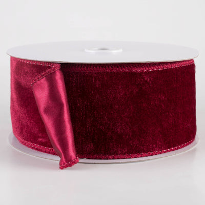 2.5" Deluxe Velvet Satin Backing Ribbon: Burgundy Red (10 Yards) Item Number: RGE165905