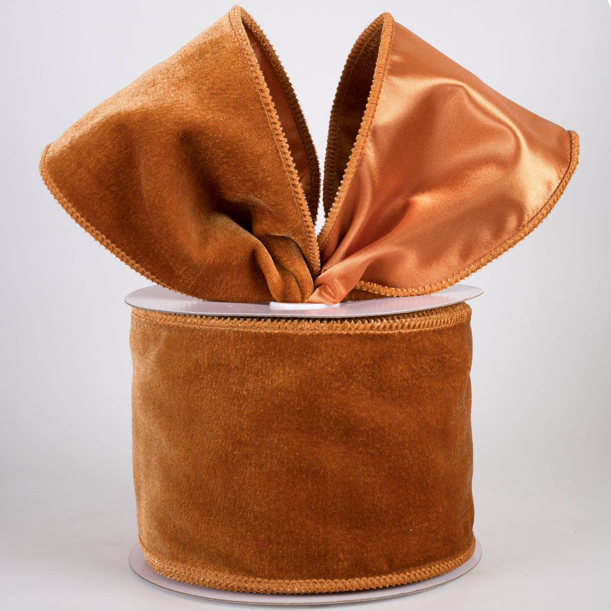 4" Deluxe Velvet Satin Backing Ribbon: Burnt Sienna (10 Yards) Lifestyle Photo